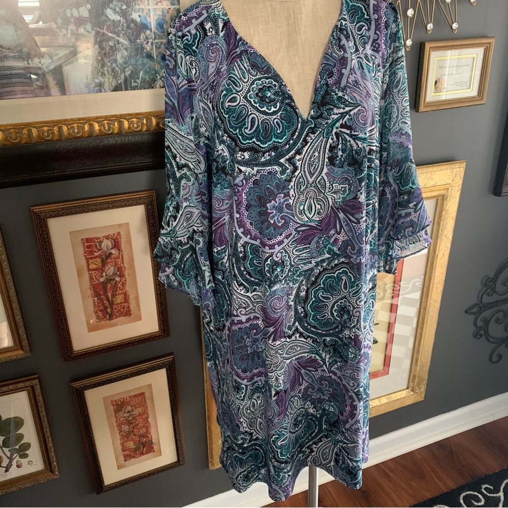 Roz & Ali Blue and Purple Paisley Dress
